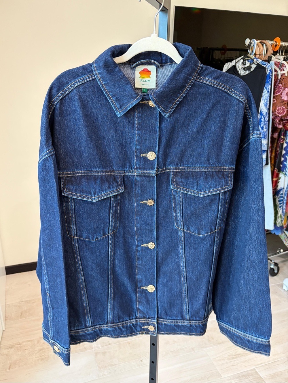Farm Rio Dark Denim Buttoned Jacket - Picture 4 of 10